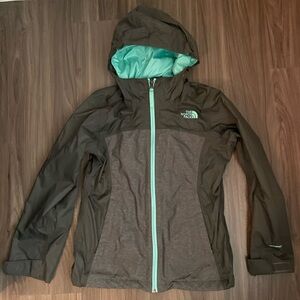 The North Face Girls Gray Jacket with Teal Lining  Dry Vent size S 7/8